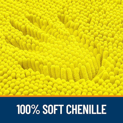 OLANLY Bathroom Rugs 36x24, Extra Soft Absorbent Chenille Bath Rugs, Rubber Backing Quick Dry, Machine Washable Bath Mats for Bathroom Floor, Tub and Shower, Home Decor Accessories, Lemon Yellow