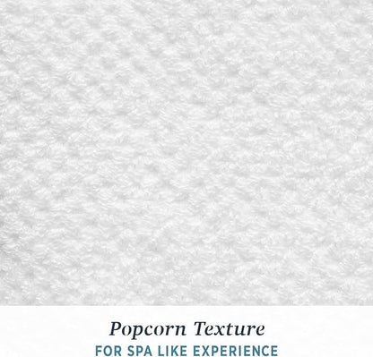 Welhome Franklin 100% Cotton Popcorn Textured Towel Set - 4 Pack Bath Towels, 600 GSM, Soft & Plush, White