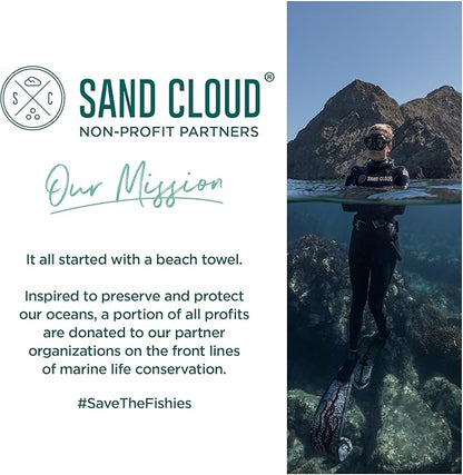 Sand Cloud Turkish Beach Towel - Sand Free - 100% Organic Turkish Cotton Yarn - Quick Dry Towel for Beach, Picnic, Blanket or Bath - As Seen on Shark Tank - Marine Life (Typus Whale Shark)