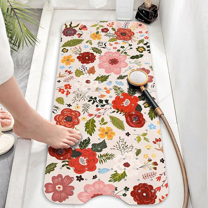 Bathtub Mat Non Slip, Bohemia Extra Long Bath tub Mat Shower Floor Mat with Suction Cups and Drain Holes for Adults Kids Elderly 40 X 16 Inch