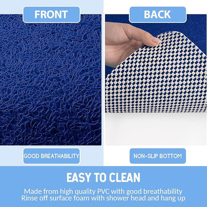 Non-Slip Bathtub Mat, Anti Slip Shower Mat, Fast Drying Bathtub Mats, Foot Scrubber Mat, Anti Slip Mat for Tub, Floor, Bathroom, Kitchen, Home, Hotel (Navy Blue 24"×16")
