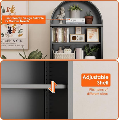 Metal Arched Wall Cabinet,Black Bathroom Wall Mounted Cupboard,Modern Arched Storage Cabinet with Adjustable Shelf,Space Saver Wall Cabinet,Requires Assembly