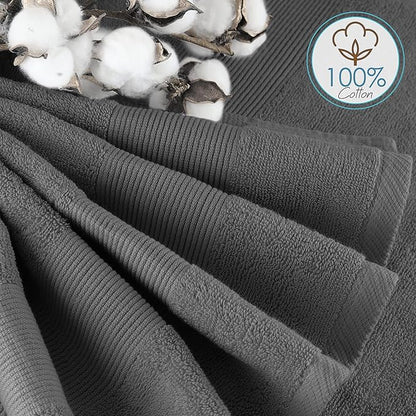 Hearth & Harbor Bath Towels for Bathroom - 100% Ring Spun Cotton Luxury Bathroom Towels - Ultra Soft & Highly Absorbent, Bath Towels Set of 6 - Dark Gray