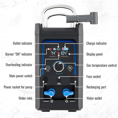 Hike Crew Propane Water Heater & Shower Pump | Rechargeable Portable Outdoor Water System w/Shower Head Attachment for Instant Hot Water While Camping, Hiking, Glamping & Vacationing