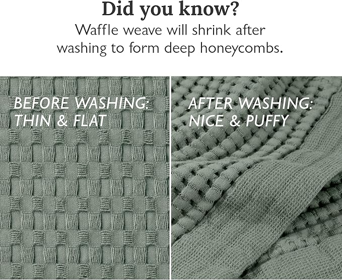 GILDEN TREE Waffle Hand Towels for Bathroom Quick Drying Lint Free Thin, Modern Style (Sage Grey)