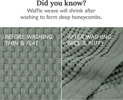 GILDEN TREE Waffle Towels for Bathroom Luxury 100% Cotton Bath Towels, Quick Dry Towel, Thin Super Absorbent Lint Free Shower Towels, Bath Towels Set of 2, Modern Style (Sage Grey)