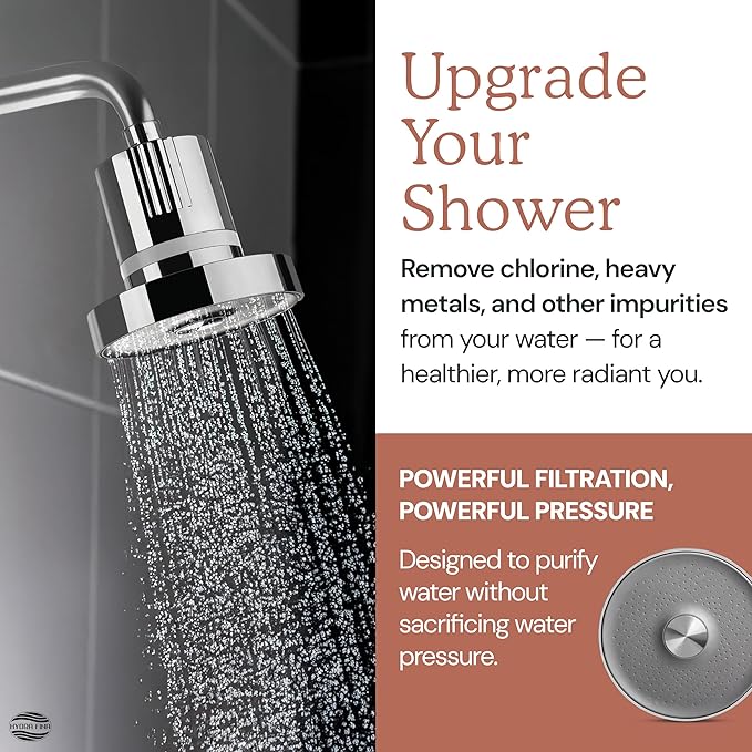 Filtered Shower Head for Hard Water | Reduce Chlorine & Heavy Metals for Improved Skin & Hair Health | High Pressure Water Softener Shower Head [Chrome]