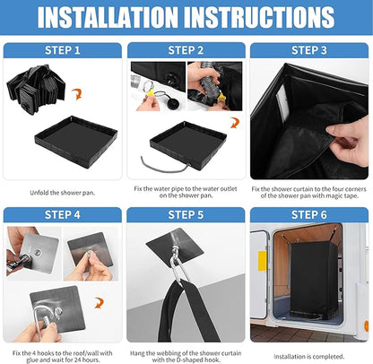 MABOZOO Privacy Tent and Foldable Shower Base Set, Portable Shower Pan with Tent and Drain Pipe, Camping Bath System for RV, Camping, Boat. Patent Pending