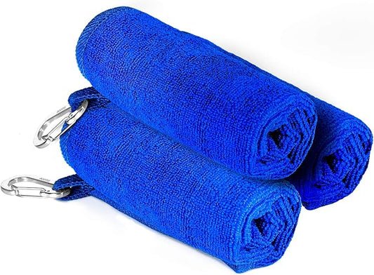 Booms Fishing B0T Microfiber Fishing Towel with Clip, 3 Pack Blue