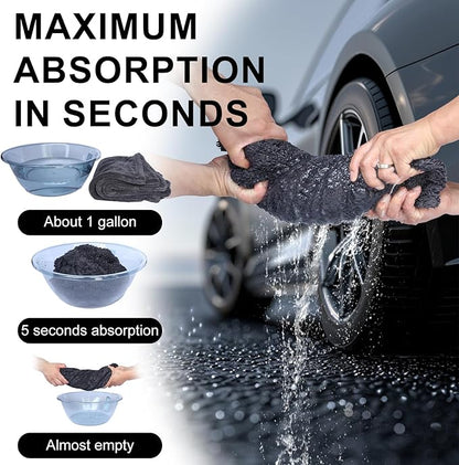 2 Pack XL Car Drying Towel – 1300GSM Ultra Absorbent Microfiber, 24"x36" Large Size, Twisted Loop, Lint-Free & Streak-Free for Auto Detailing, Car, SUV, Truck (Gray-Gray)