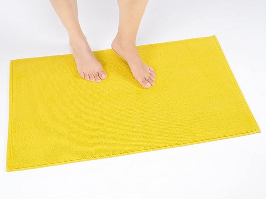 Cotton Paradise 100% Cotton Non Slip Bath Mats for Bathroom, 17x24 inch Soft Absorbent Quick Dry Machine Washable Floor Bath Mat, Yellow