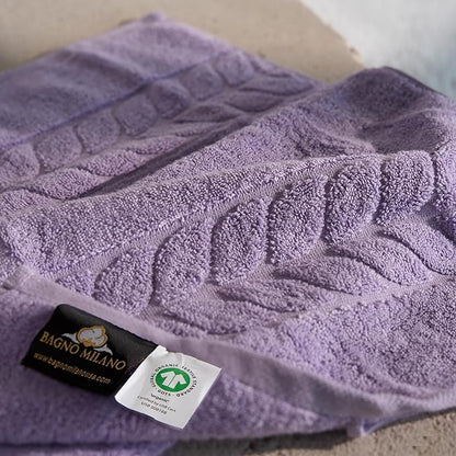 BAGNO MILANO Organic Turkish Cotton Bath Towels, Luxury Jacquard Collection, Certified Organic Highly Absorbent, Soft-Plush Towel Set (Lilac, Bathsheet)