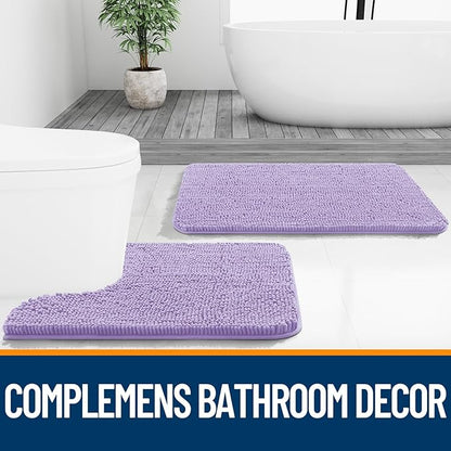 OLANLY Bathroom Rugs 59x20, Extra Soft Absorbent Chenille Bath Rugs, Rubber Backing Quick Dry, Machine Washable Bath Mats for Bathroom Floor, Tub and Shower, Home Decor Accessories, Lavender