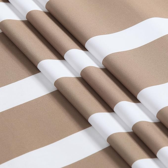 Beige and White Striped Shower Curtain 72x78 Inches, Waterproof Fabric with Modern Gradient Lines, 12 Rustproof Grommets & Weighted Hem