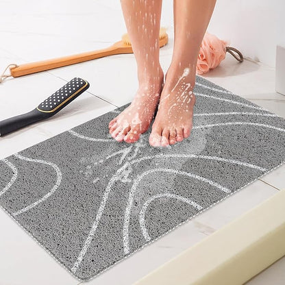 Shower Mat Bathtub Mat Non-Slip - 16x24 Inch, Soft Comfort Bath Mat with Drainage Holes, PVC Loofah Massage Bathmat for Shower, Tub, Bathroom, Wet Areas, Quick Drying