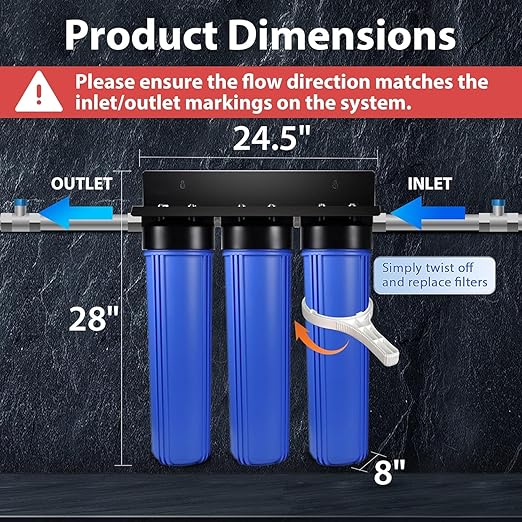 iSpring Whole House Water Filter System w/Jumbo-Sized Spin Down Sediment Filter, Polyphosphate Anti-Scale, GAC+KDF, and Carbon Block Water Filters, Water Descaler and Filter, Model: WGB32B-KDS+WSP50J