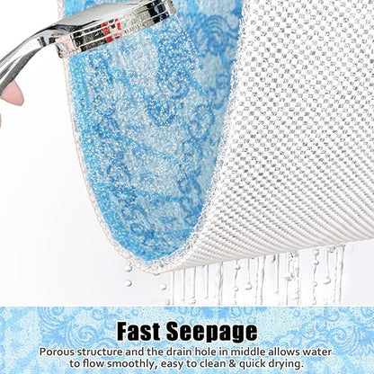 Square Shower Mat Non Slip: 31x31 Inch Extra Large Shower Floor Mat with Drain Hole in Middle - Soft PVC Loofah Bath Mat for Shower - Anti Slip Shower Stall Mat for Elderly and Kids
