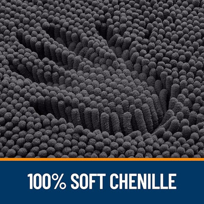 OLANLY Bathroom Rugs 47x32, Extra Soft Absorbent Chenille Bath Rugs, Rubber Backing Quick Dry, Machine Washable Bath Mats for Bathroom Floor, Tub and Shower, Home Decor Accessories, Dark Grey