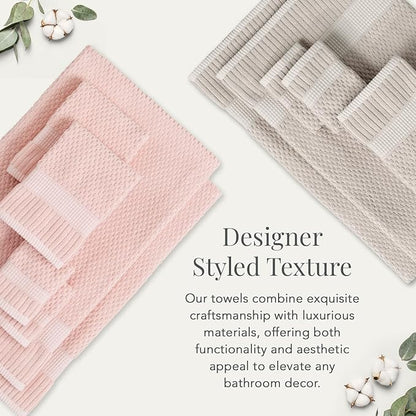NY Loft 100% Cotton 4 Pack Bath Towel Set| Super Soft & Absorbent Quick-Dry Bath Towels 30" x 52" |Textured and Durable Cotton | Trinity Collection (4 Pack, Light Taupe)