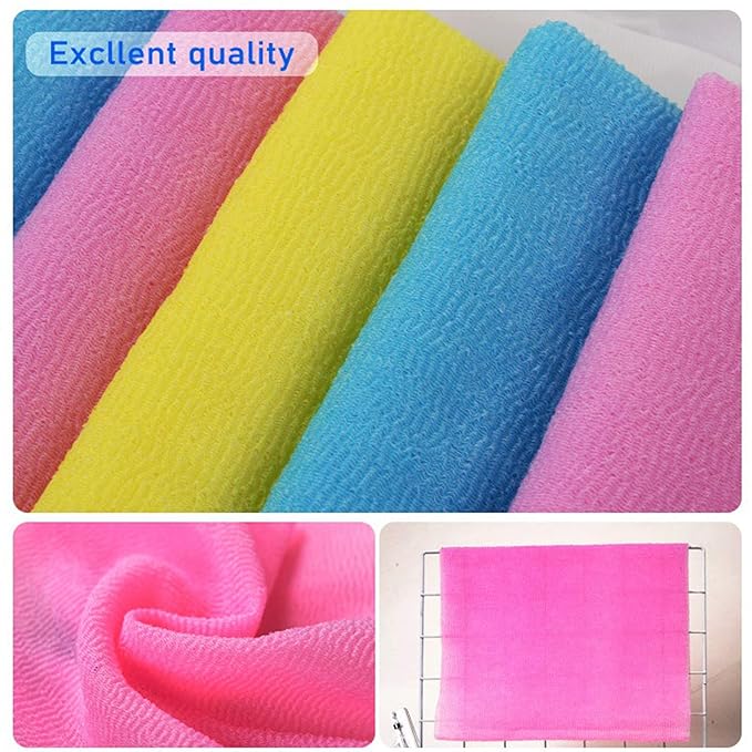ARCH&M 3-Pack Premium Nylon Exfoliating Towel - 35-Inch Quick-Dry, Hygienic Japanese Washcloth for Body & Back - Durable, Machine Washable, Long-Lasting (Brown x 3)