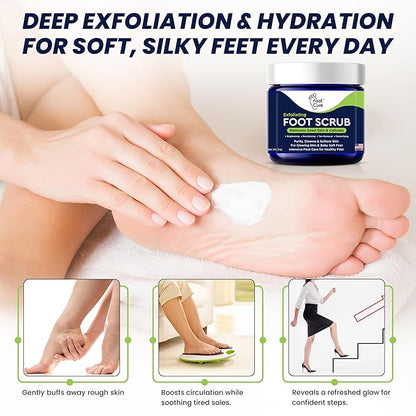 Exfoliating Foot Scrub with Pumice Stone powder - Gentle Moisturizing Foot Scrub for Dry Skin - Cracked Heel Repair for Smooth, Soft Feet - Pedicure Foot Spa 2 Pack