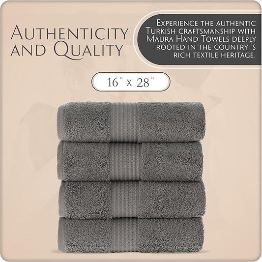 MAURA Basics Hand Towels for Bathroom with Hanging Hook Loops. Soft, Durable, Long Lasting and Absorbent Hand Towel Sets for Bathroom, American Standard Size 16"x28", Space Gray