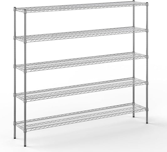 14" Deep x 72" Wide x 64" Height Wire Shelving Kit | 5-Tier | NSF Commercial Storage Rack Unit