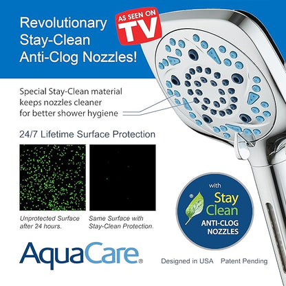 6-way High Pressure 82 Spray Mode Filtered Showerhead Combo - Handheld Shower Head Filters Chlorine to Heal Dry Skin, Revive Hair - Dual Power Wash Cleans Tub, Tile, Pets - Hard Water Softener, Chrome