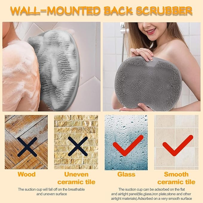 Shower Foot Scrubber Mat with Non-Slip Suction Cups, Exfoliating Foot and Back Washer Pad for Bathtub and Shower Floor (Sky Blue)
