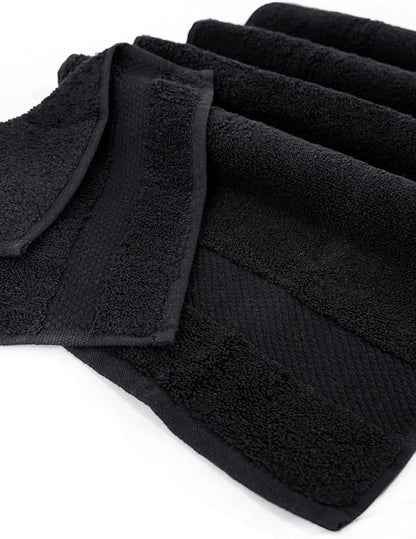Hencely 6-Piece Bath Towel Set - High Absorbency, Quick Drying - 100% Soft Turkish Cotton - 2 Bath Towels, 2 Hand Towels, 2 Washcloths - for Bathroom, Home, Hotel, Spa, and Gym - 6-Pack Black