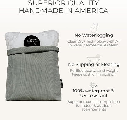 BADESOFA® Luxury Bathtub Pillow L - Large Bath Pillow for Therapeutic Neck and Back Support Quick-Drying - Full Body Bath Tub Cushion - Luxury Spa Cushion in Ivory Pearl