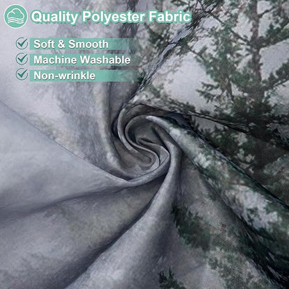 ORTIGIA 78 Inch Dark Green Misty Forest Shower Curtain for Bathroom, Nature Woodland Shower Curtain Set with Hooks, Decorative Pine Tree Fog Magic Bath Curtain, Waterproof Fabric, Weighted, 72x78