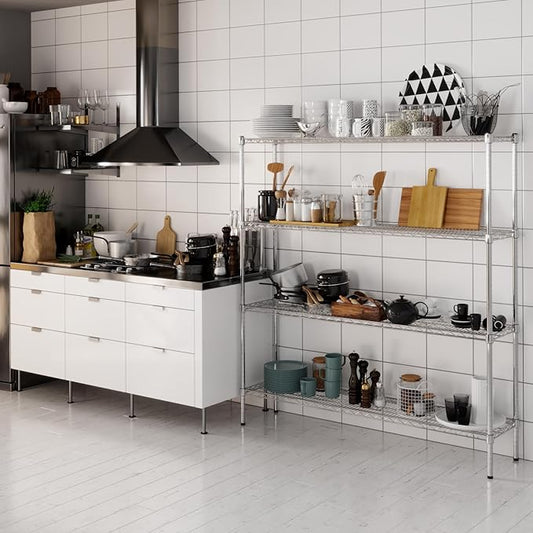 14" Deep x 60" Wide x 64" Height Wire Shelving Kit | 4-Tier | NSF Commercial Storage Rack Unit