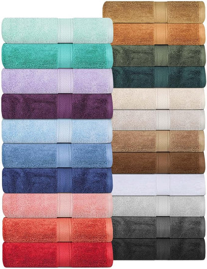 Superior Egyptian Cotton Pile Bath Towel Set of 2, Ultra Soft Luxury Towels, Thick Plush Essentials, Absorbent Heavyweight, Guest Bath, Hotel, Spa, Home Bathroom, Shower Basics, Toast