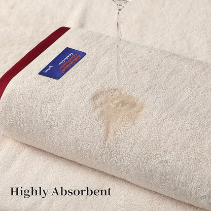REDKISS 6 Pack Cotton Towel Set with Luxury Embellished Border, 600 GSM Ultra Soft & Highly Absorbent Bath Towels Set with 2 Bath, 2 Hand, 2 Washcloths for Bathroom, Gym, Spa, Hotel, Beige Brown