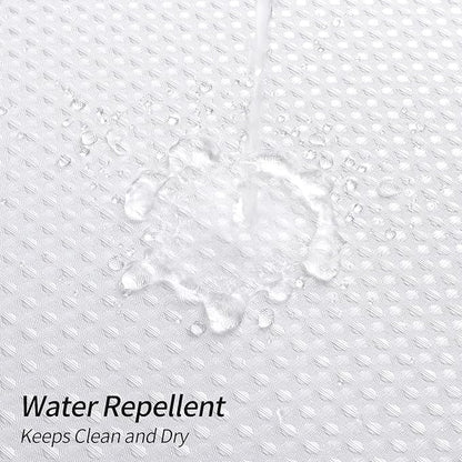 MitoVilla White Waffle Small Stall Shower Curtain Liner Set 36 x 74, No Hooks Required Half Size Narrow Fabric Shower Curtain with Snap-in Liner for Modern Farmhouse Bathroom Decor