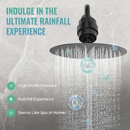 SunCleanse Shower System - 12 Inch Dual Filtered Rainfall Shower Head Combo - High Pressure 3 Spray Mode Showerhead-Included Rough in Valve and Trim Kit - Matte Black