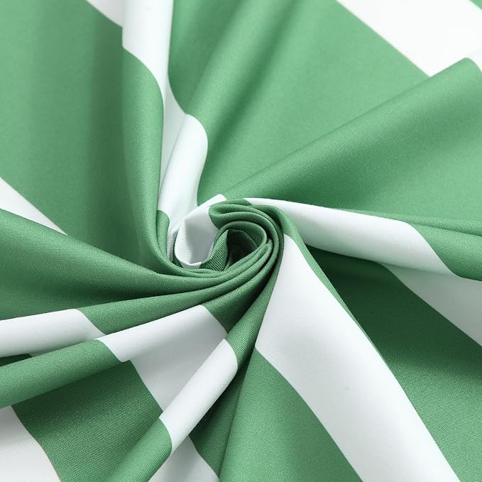 Green and White Striped Shower Curtain 72x72 Inches, Waterproof Fabric with Modern Gradient Lines, 12 Rustproof Grommets & Weighted Hem