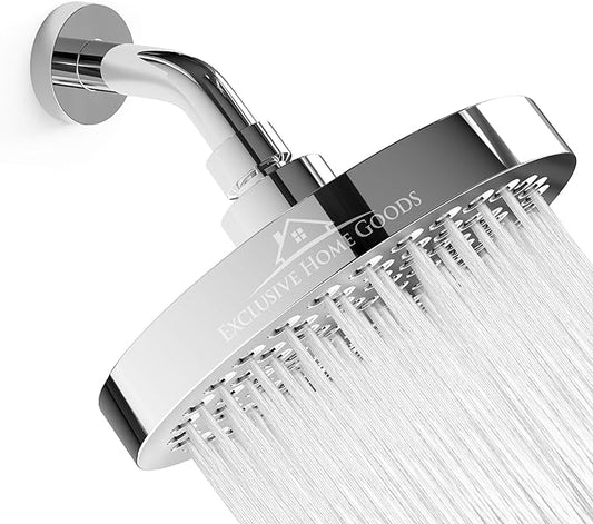 Heatsistence-Luxury Rainfall Shower Head - High-Pressure showerhead Jets, rain shower head Ant-Clog Silicone Nozzles (1.8 GPM, Deluxe Chrome)
