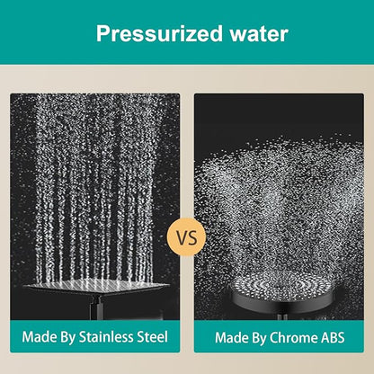 Square Rain Shower Head, High Flow Stainless Steel,Work with any decorative style，All Metal Rainfall Shower Head (Matte Black, 12)