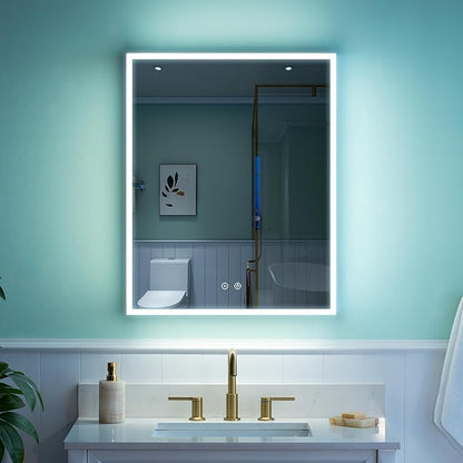 WELLFOR 24" X 30" Medicine Cabinet With Lights, 3X Magnification, Anti-Fog Mirrored Cabinet, Bathroom Vanity With Outlets & USB Ports, Left Opening Door