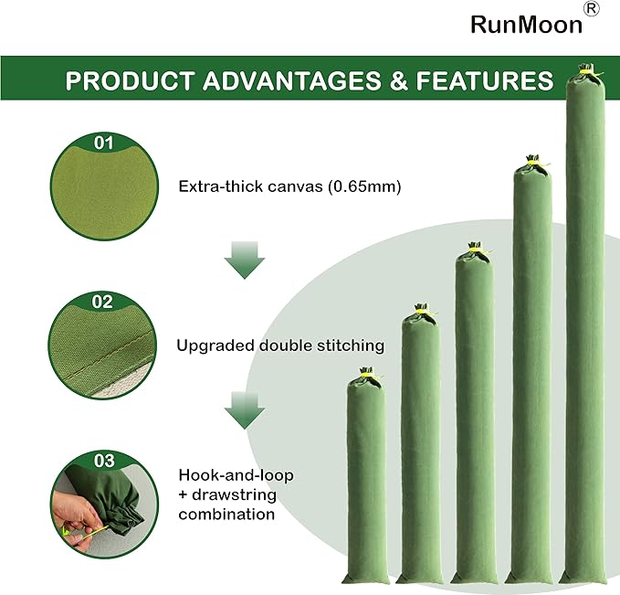 Upgraded Extra-Thick Reusable Flood Sandbags - Double-Stitched Canvas, Leak-Proof Closure | Multiple Sizes (3ft-10ft) for Water Barrier & Flood Protection (10ft (Upgraded) 10-Pack)