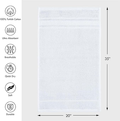 Melissa Linen, 2 Piece Hand Towel Set, 100% Turkish Cotton Face Hand Towels for Bathroom, 20 in x 35 in, Absorbent, Quick Dry, Durable and Soft, Spa and Hotel Quality, Bright White