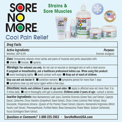 Sore No More Cool Relieving Gel for Aches & Pains in Muscles & Joints associated with Strains, Bruises & Sprains | Absorbs Quickly with a Refreshing Lemon Aroma | 32 oz Bottle with Pump