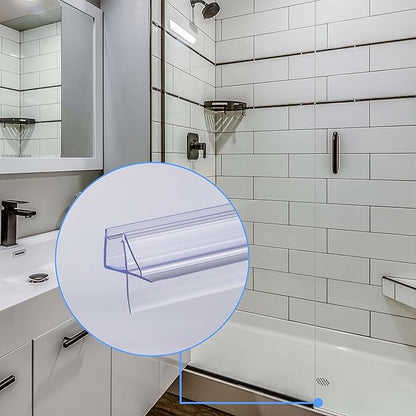 Shower Door Bottom Seal 2-Pack 1/4" x 36" Frameless Glass Shower Door Seal Strip Stop Leaks and Create a Water Barrier Replacement Shower Cubicle Screen Seal Strip
