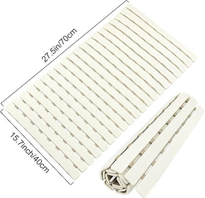 MBOSS Bath Tub Shower Mat Non Slip Bathtub Mats for Bathroom Shower Floor Mat Bath Mats for Shower Tub Anti Slip Shower Mat with Drain Hole and Large Suction Cups (Ivory White, 27.5 X 15.7 Inch)