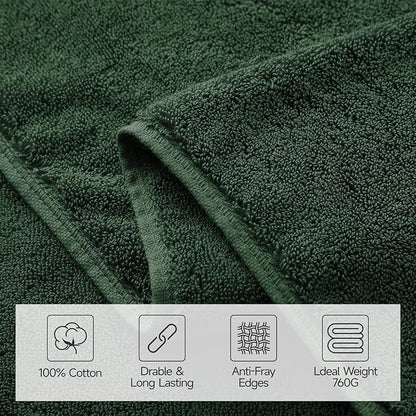 REDKISS Large Bath Towels Set 2 Piece, 100% Cotton, 31x63 in,Heavyweight 760GSM, Highly Absorbent & Quick Dry, Super Soft Luxury Towels for Bathroom,Hotel Collection - Green