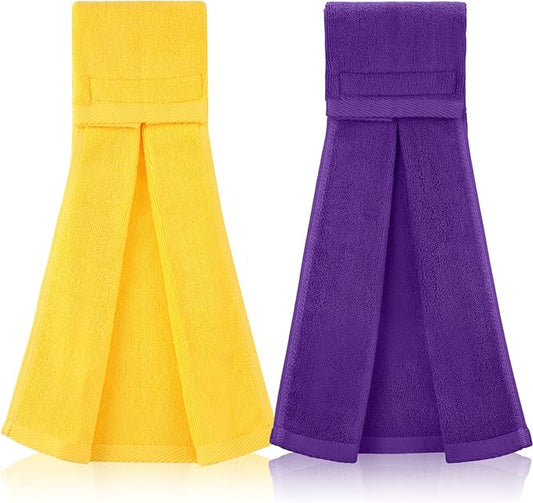 Shimeyao 2 Pcs Cotton Sports Football Towel with Closure Pitching Football Sweat Towel for Sports Gym Men Women Accessories(Purple, Yellow, Various)