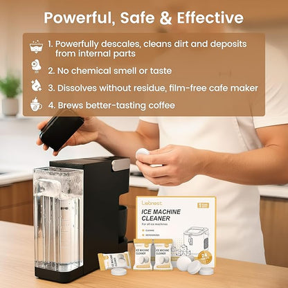 24 Count Coffee Maker Cleaner & Descaler Tablets, Effective Cleaning Coffee Pot Cleaner Tablets, Compatible with Nespresso, Breville, Keurig, Ninja, Delonghi, Miele