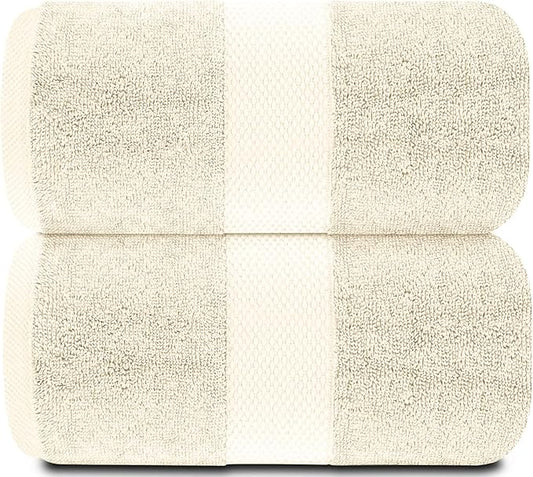 White Classic Luxury Soft Ivory Bath Sheet Towels - 650 GSM Cotton Luxury Bath Towels Extra Large 35x70 | Highly Absorbent and Quick Dry | Hotel Collection Extra Large Bath Towels Oversized, 2 Pack